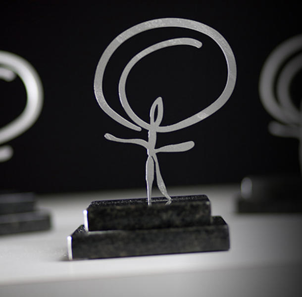 WRC Award black and white image of a small statue