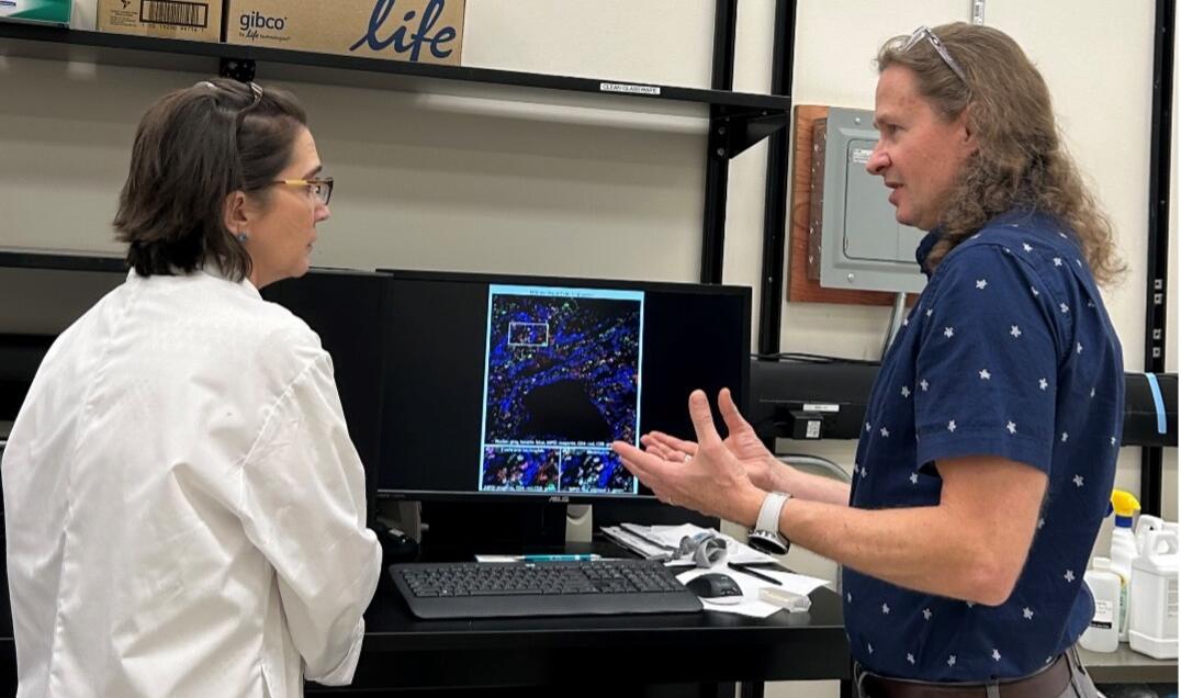 Two people working in a lab