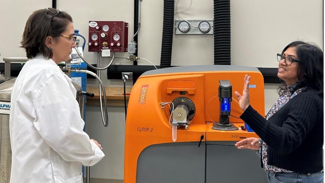 Two people working in a lab