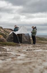 A group of people collecting samples