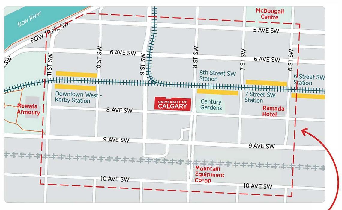 Downtown Campus Safewalk A map of the designated Safewalk zone.