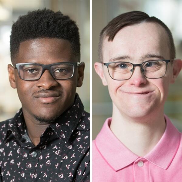 A collage of two people