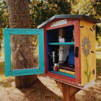 A small house-shaped house used to place books