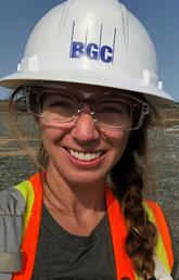 A woman in a hard hat