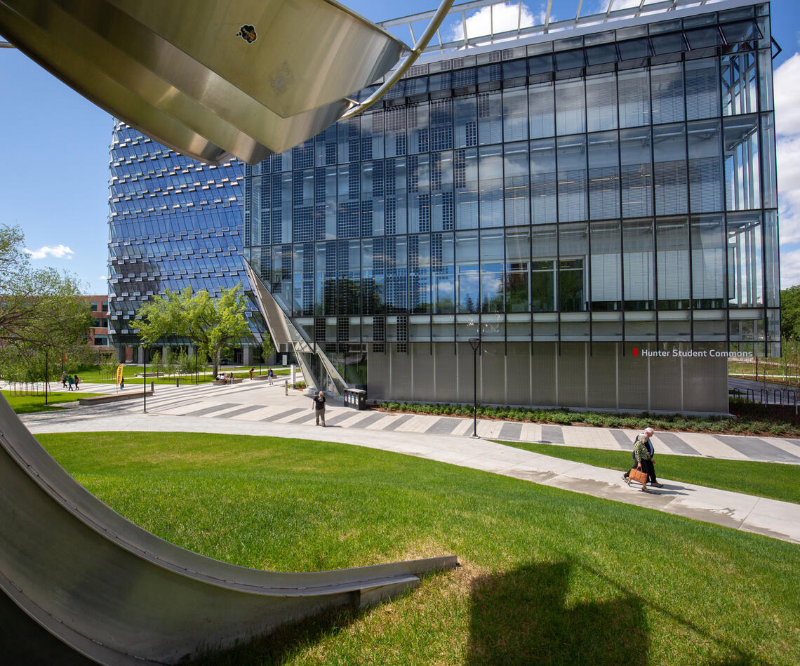 A glass building